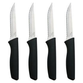 Mainstays 4-Piece Stainless Steel Steak Knife Set with Soft Grip & Black Handles