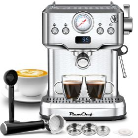 20 Bar Professional Espresso Machine with Milk Frother, Single & Double Shot, ESE Pod Compatible, Visual Temperature and Pressure Display