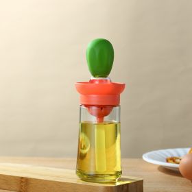 1pc Kitchen Oil Dispenser Bottle With Brush 2 In 1 Olive Oil Dispenser Bottle With Silicone Basting Brush And Dropper Glass Oil Bottle Convenient (Color: Green)