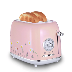 PS688TR  2 Slice Bread Machine Electric Griddle Sandwich Rose Flower SUS304 Food Grade 6 Browning Levels 1.5-Inch Ultra-Wide Slot 3 Functions-Tha (PS688TR: PS688TR)