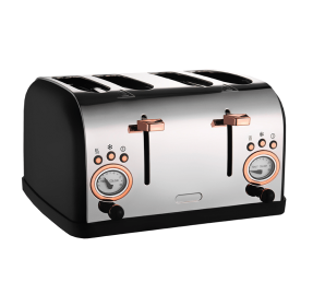 PS628T  Retro Toast Machine 4-piece Electric Griddle Sandwich Black SUS304 Food Grade 6-browning Levels 1.5-inch Super Wide Slot 3 Functions-Defr (PS628T: PS628T)